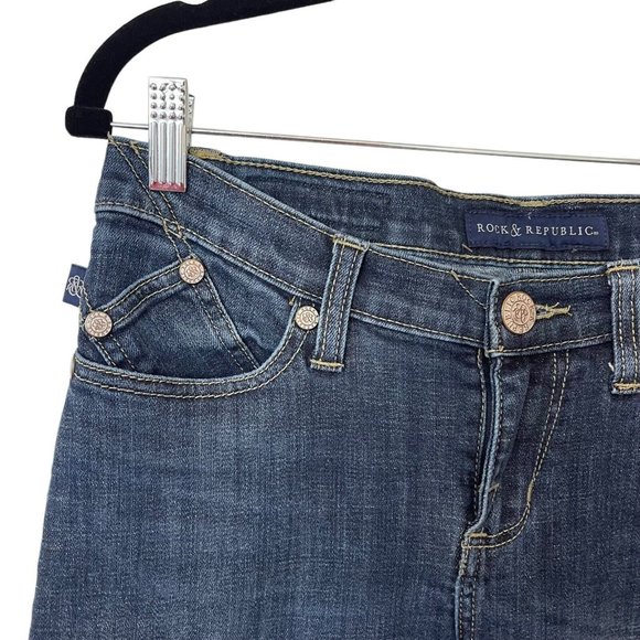 Rock and Republic Berlin Dark Wash Denim Skinny Mid-Rise Jeans Stretch Womens 8M - Picture 6 of 12
